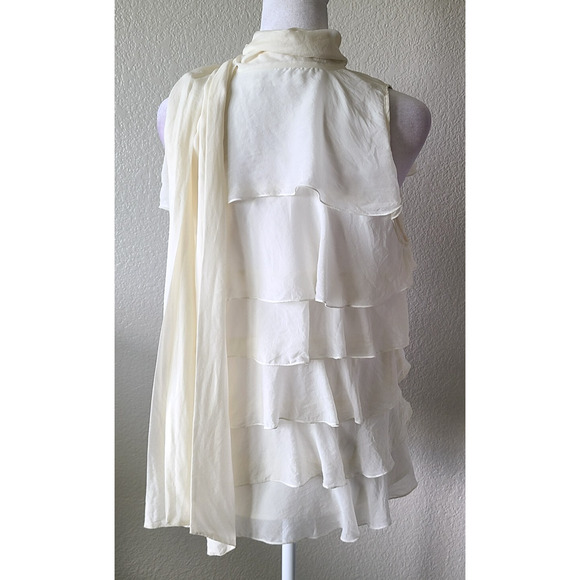 Luna Luz Women 100% Silk Boho Festival Fairy Flowy Ivory Longline Tank Top Small - Picture 7 of 13